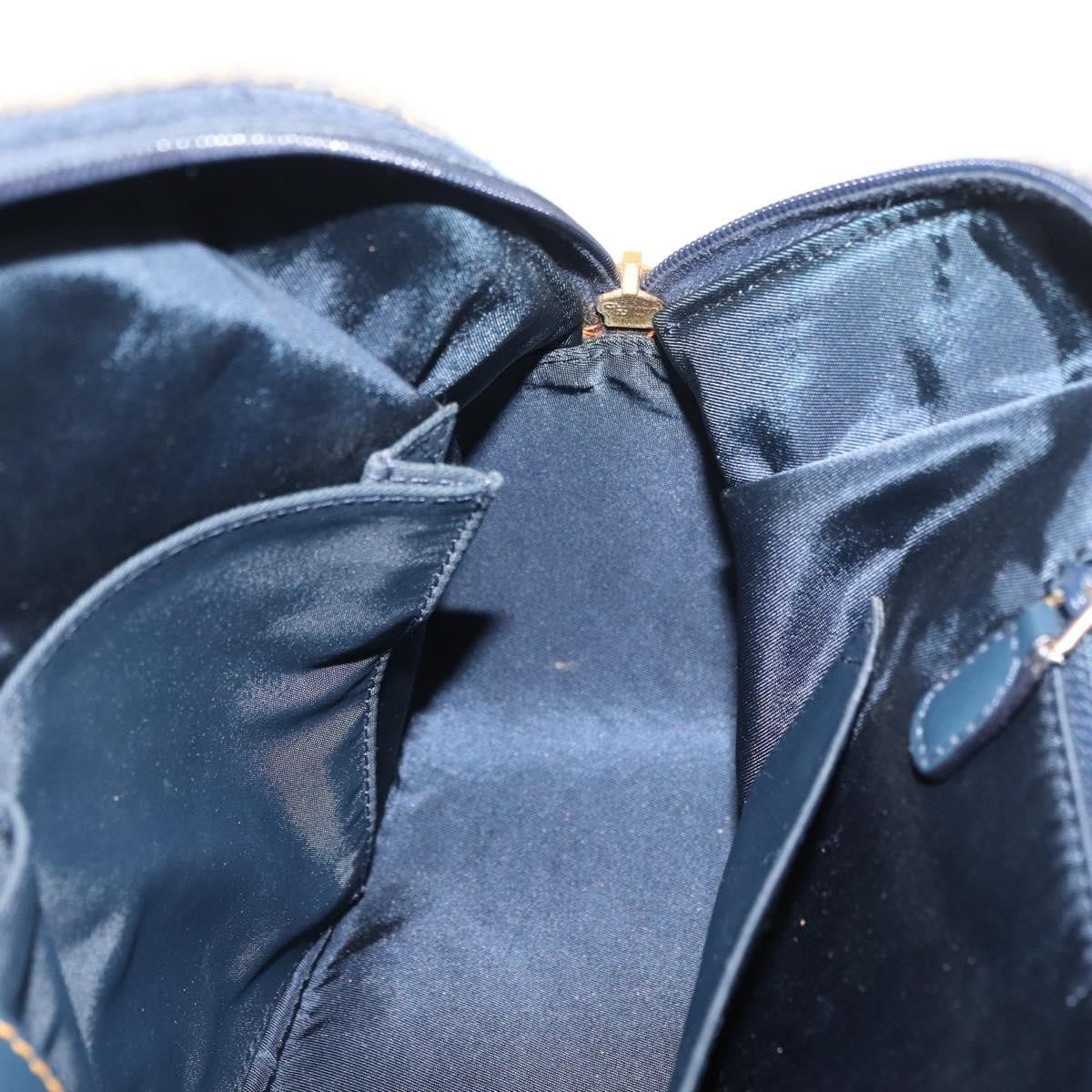 Christian Dior Vintage Saddle Bowler Diorissimo Canvas, Navy, Canvas, Handbag