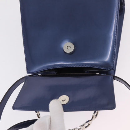 Salvatore Ferragamo Gancini Envelope Top Handle Leather, Navy, Patent Leather, Handbag