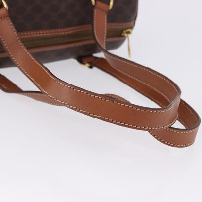 Celine Vintage Barrel Macadam Canvas & Leather, Brown, PVC, Handbag