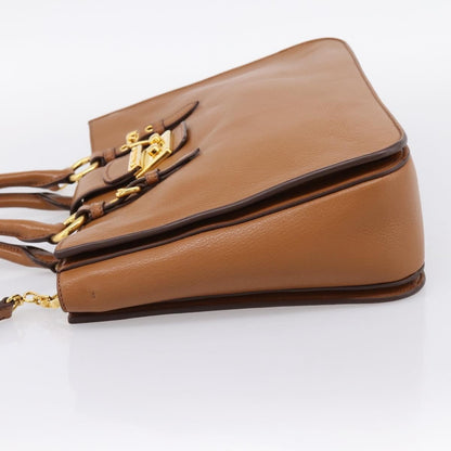 Miu Miu Madras Convertible Lock Leather, Brown, Leather, Tote Bag