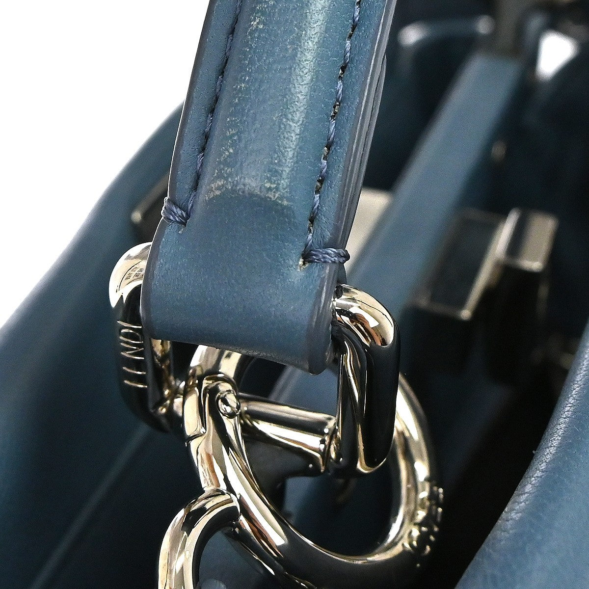 Fendi Peekaboo Leather, Blue, Leather, Handbag