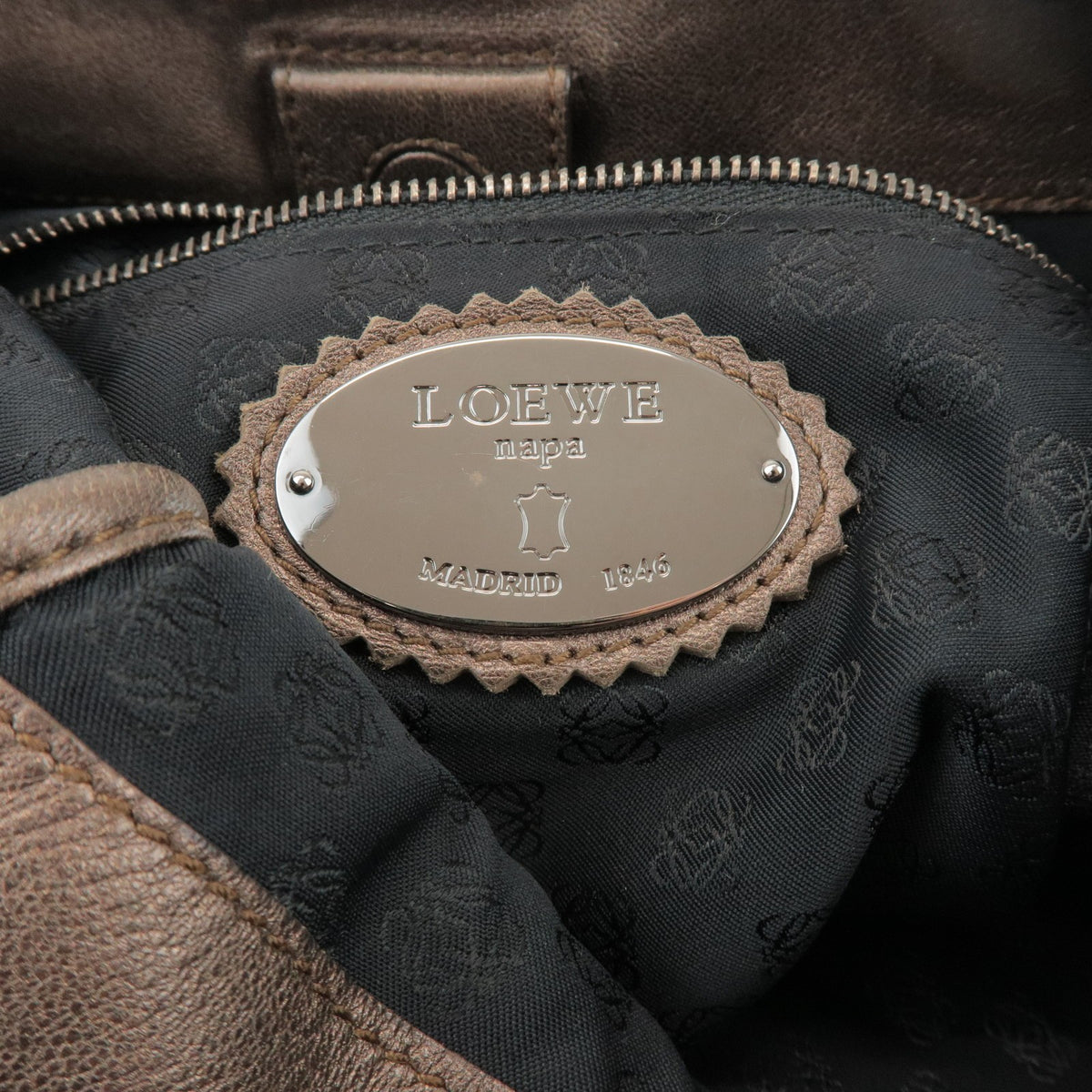 Loewe Anagram Leather, Brown, Leather, Tote Bag