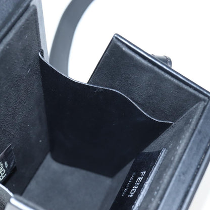 Fendi Logo Vertical Box Leather, Black, Leather, Shoulder Bag