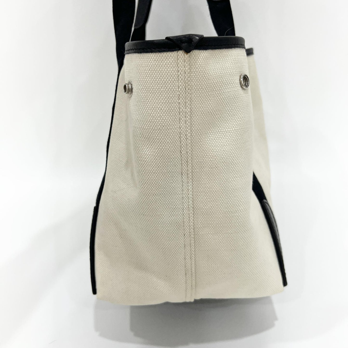 Balenciaga Navy Cabas Canvas with Leather, White, Canvas, Tote Bag
