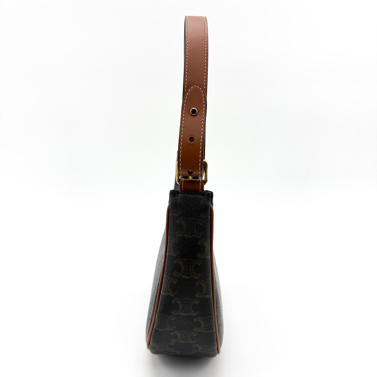 Celine Ava Triomphe Coated Canvas, Brown, Canvas, Handbag