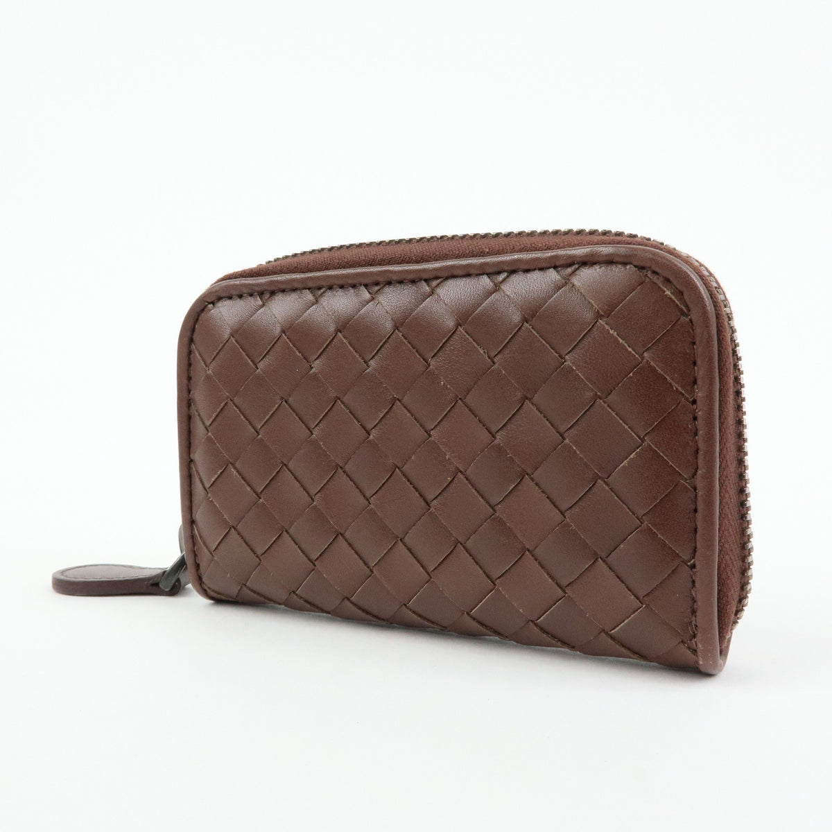 Bottega Veneta Zip Coin Purse Intrecciato Nappa, Brown, Leather, Clutch