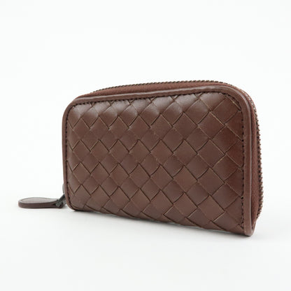 Bottega Veneta Zip Coin Purse Intrecciato Nappa, Brown, Leather, Clutch