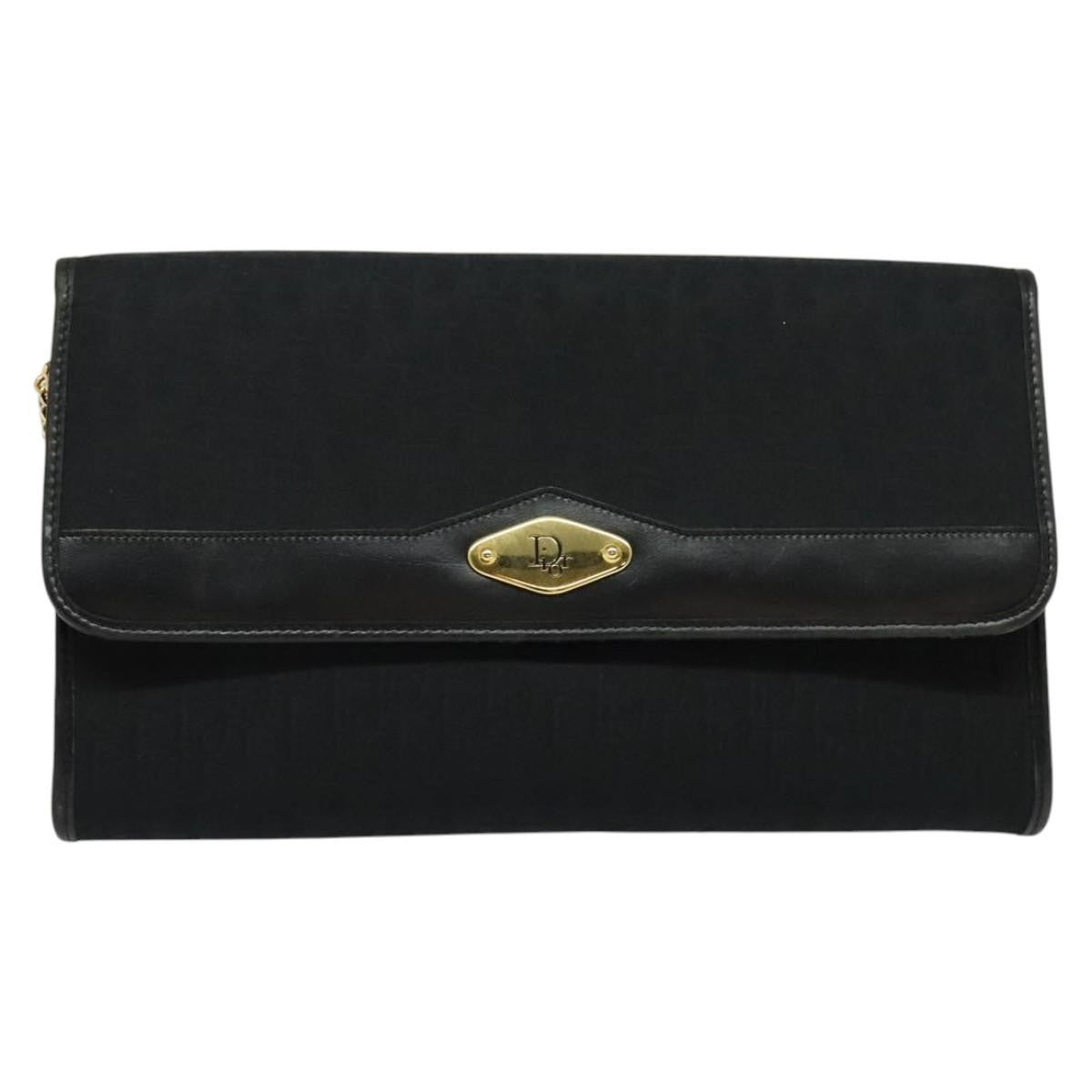 Christian Dior Vintage Trotteur Chain Canvas, Black, Canvas, Shoulder Bag
