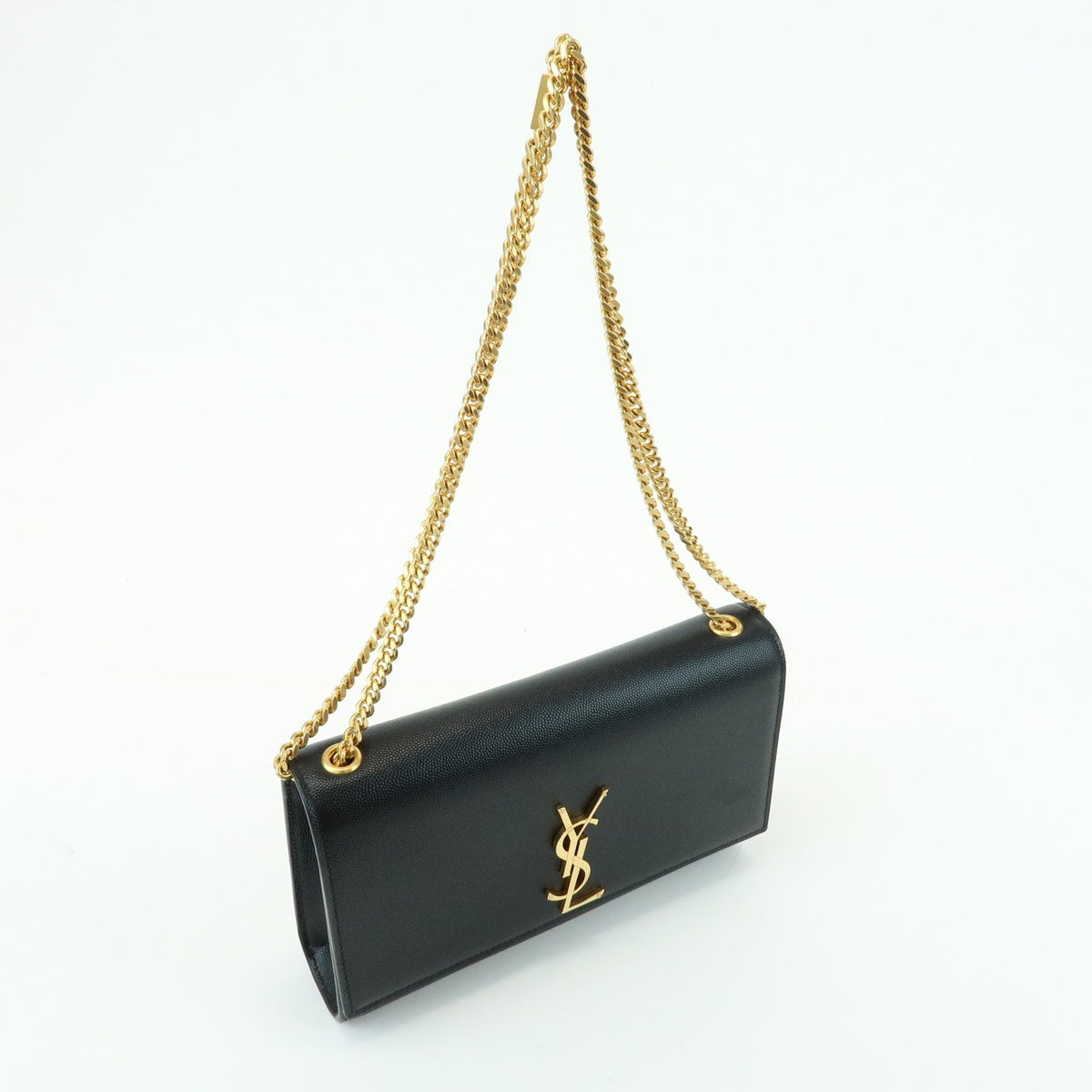 Saint Laurent Classic Monogram Leather, Black, Leather, Crossbody Bag