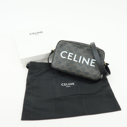 Celine Logo Messenger Triomphe Coated Canvas, Brown, Canvas, Handbag