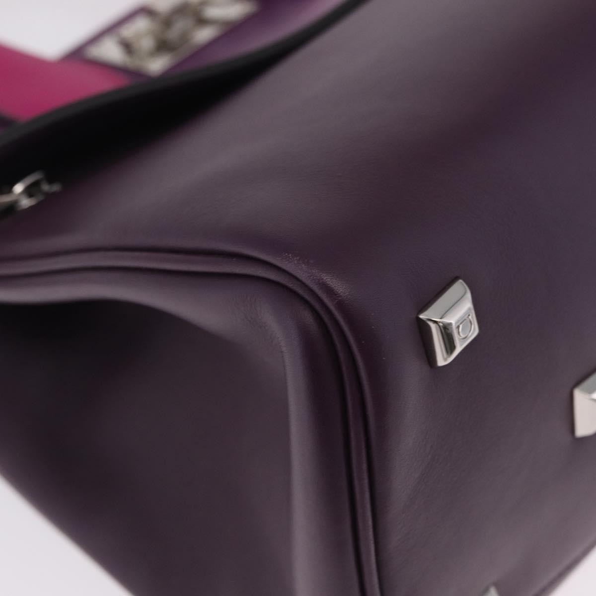 Salvatore Ferragamo Studio Satchel Leather, Purple, Leather, Handbag
