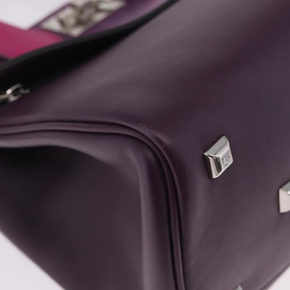 Salvatore Ferragamo Studio Satchel Leather, Purple, Leather, Handbag