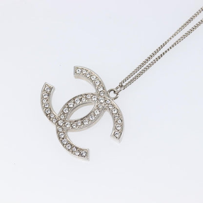 Chanel CC Pendant Metal with Crystals, Silver, Metal, Necklace