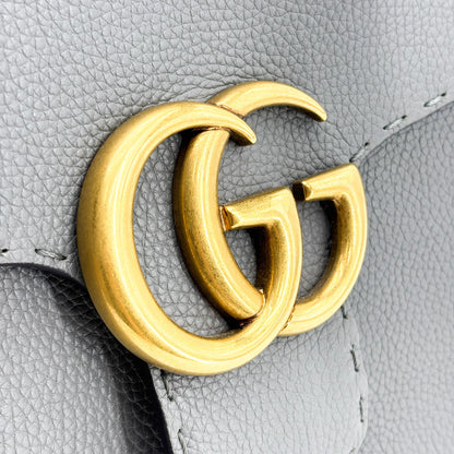 Gucci GG Marmont Top Handle Leather, Gray, Leather, Handbag