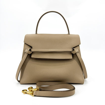 Celine Belt Calfskin, Beige, Leather, Handbag