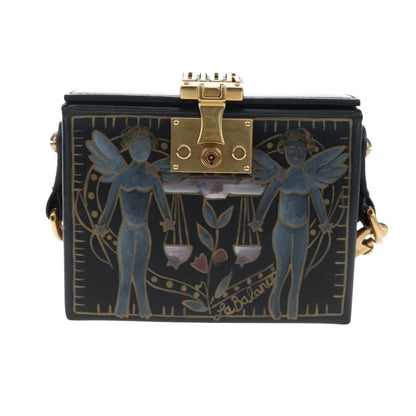 Christian Dior Dioraddict Lockbox Printed Leather, Black, Leather, Shoulder Bag