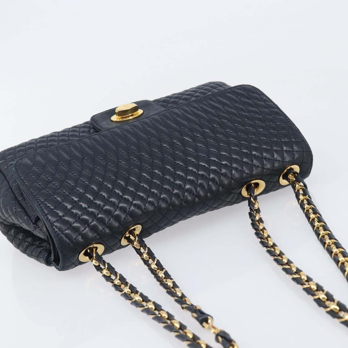 Bally Vintage Quilted Leather, Navy, Leather, Shoulder Bag