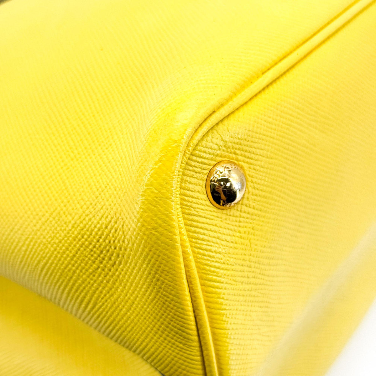Prada Cuir Double Saffiano Leather, Yellow, Leather, Tote Bag