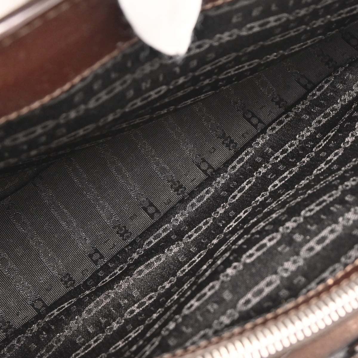 Celine Boogie Satchel Macadam, Brown, Canvas, Handbag
