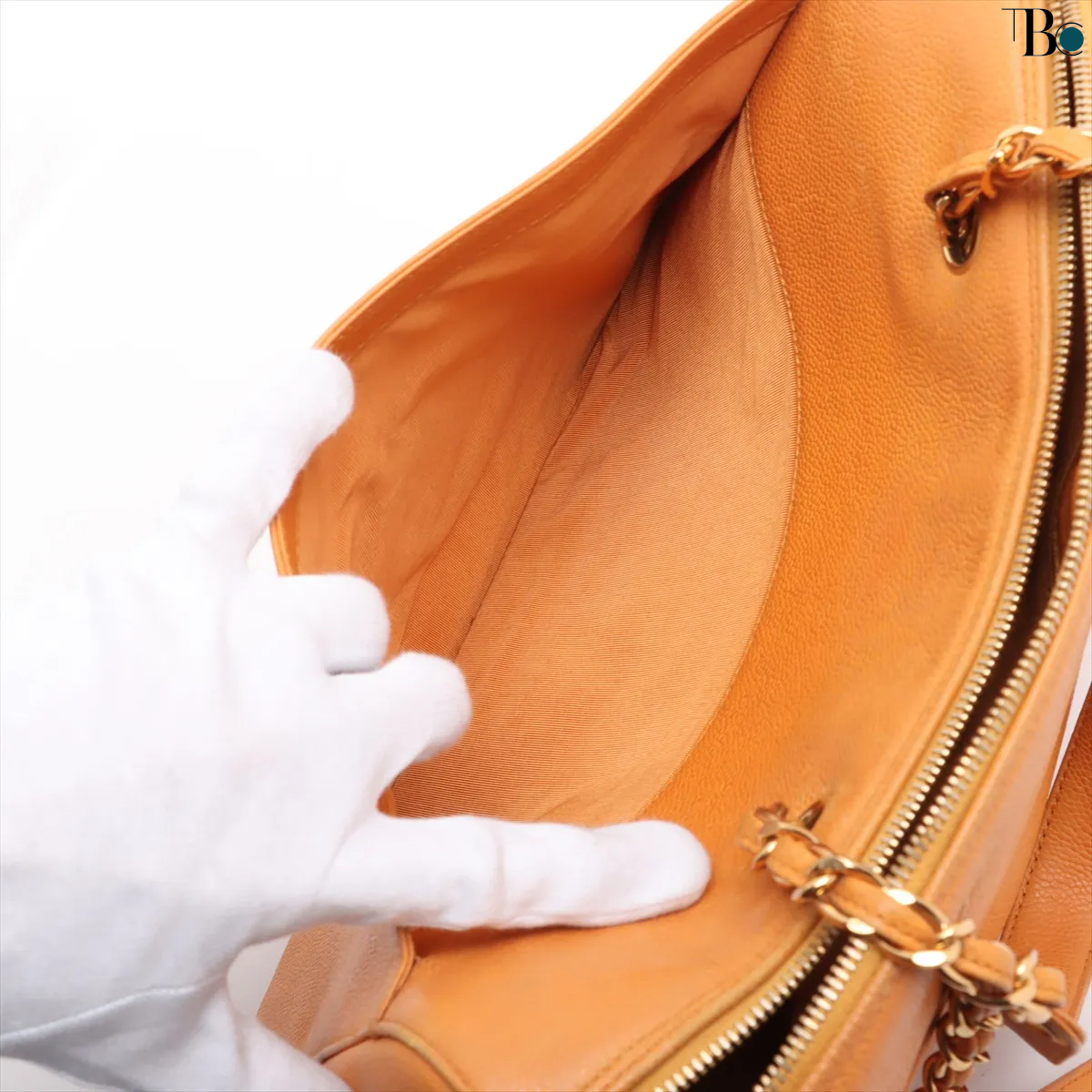 Chanel Coco Mark Leather, ORANGE, LEATHER, Shoulder bag