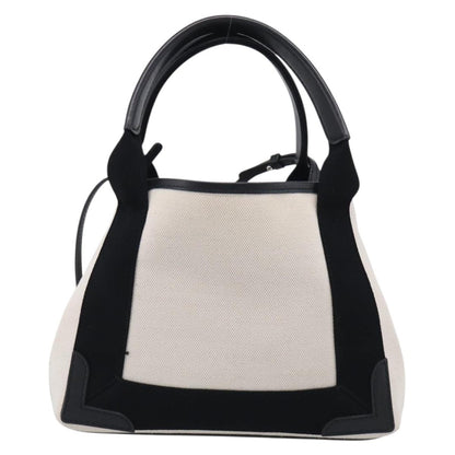 Balenciaga Navy Cabas Canvas with Leather, White, Canvas, Tote Bag