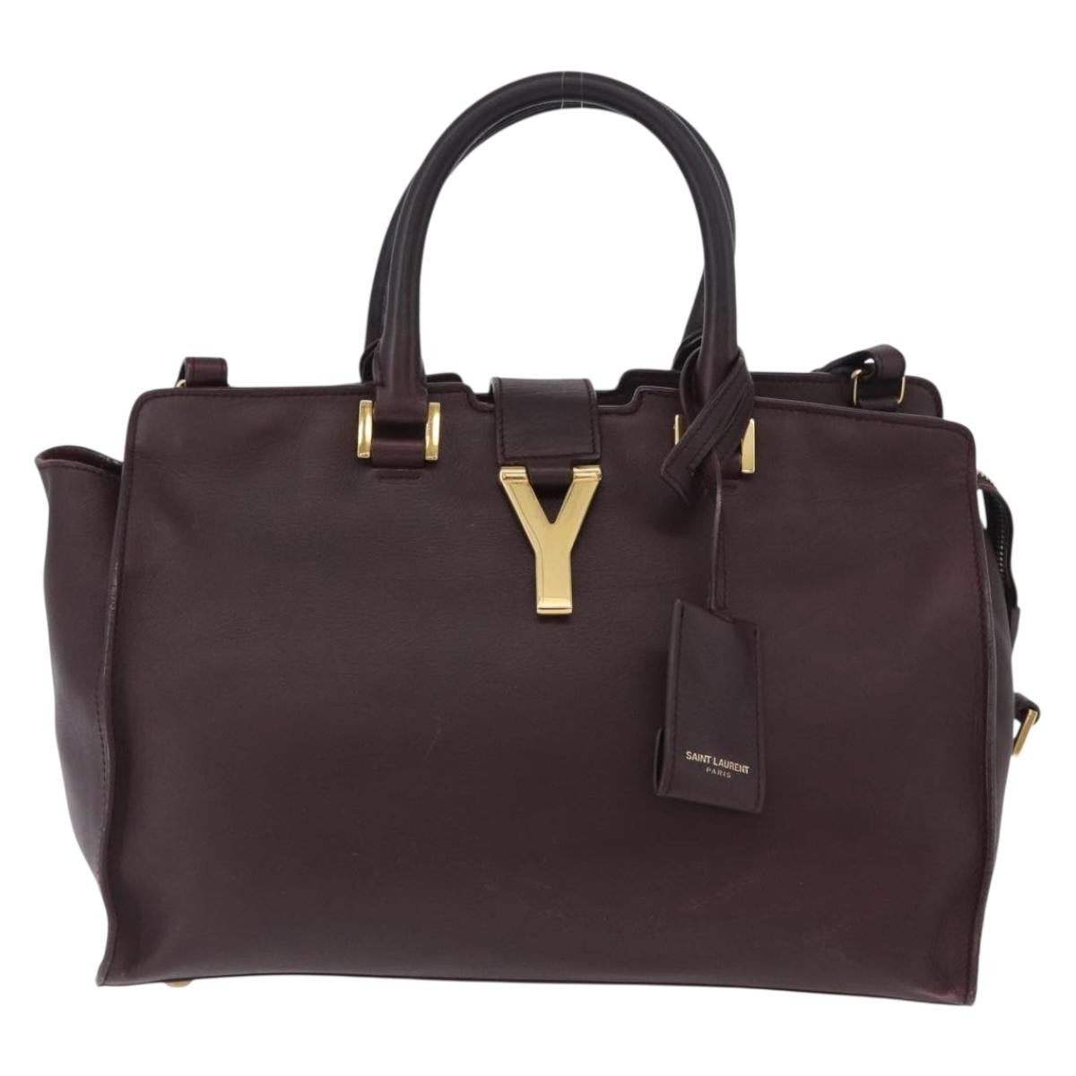 Saint Laurent Classic Y Cabas Leather, Purple, Leather, Tote Bag