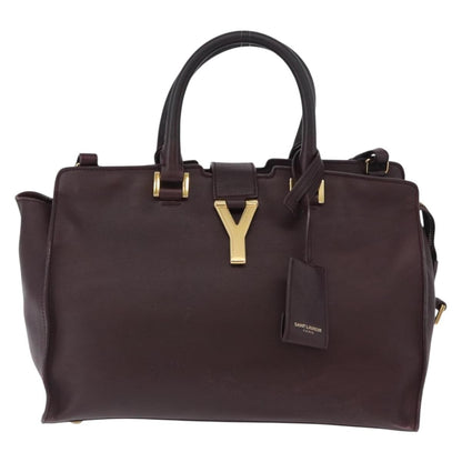 Saint Laurent Classic Y Cabas Leather, Purple, Leather, Tote Bag