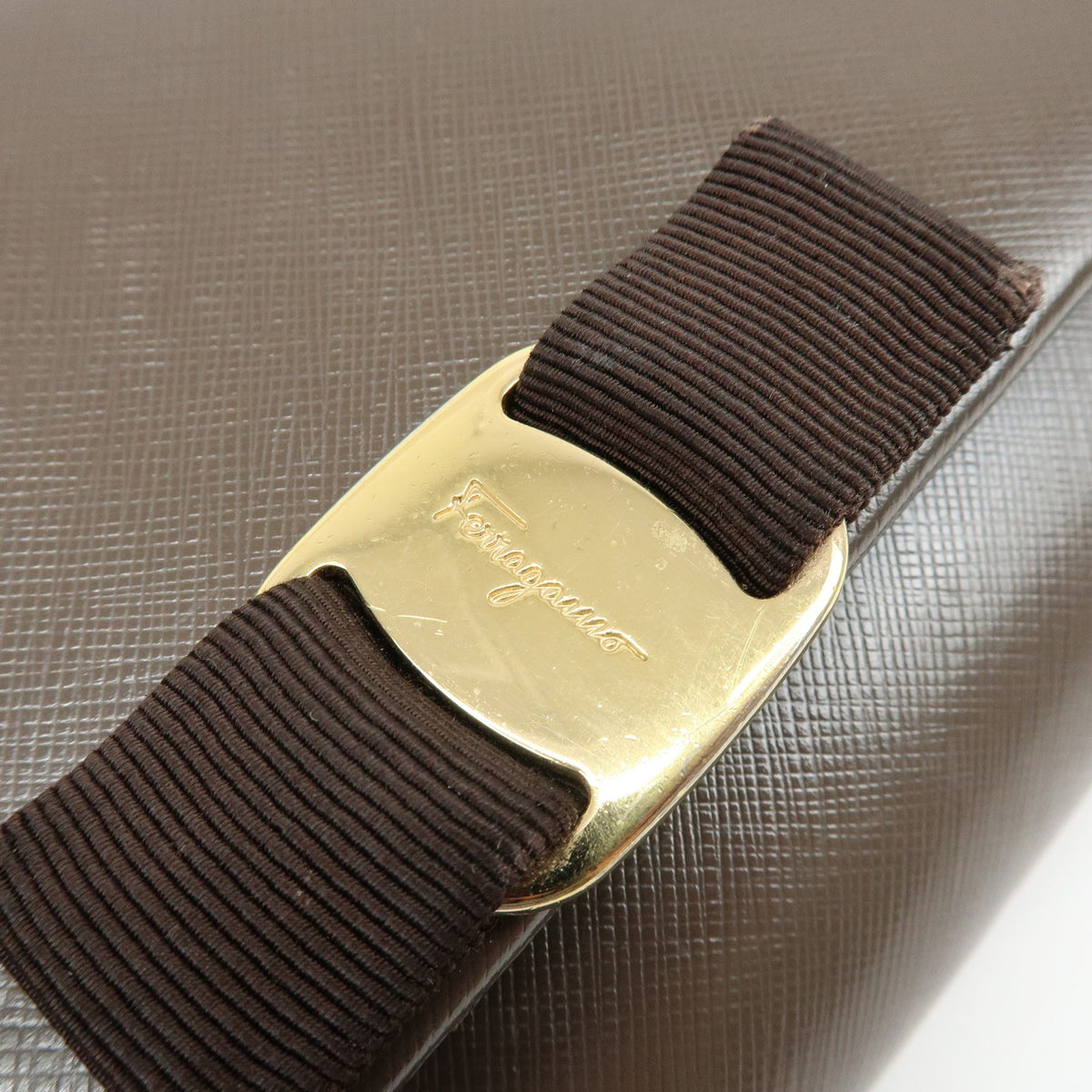 Salvatore Ferragamo Vara Bow Glitter, Brown, Leather, Crossbody Bag