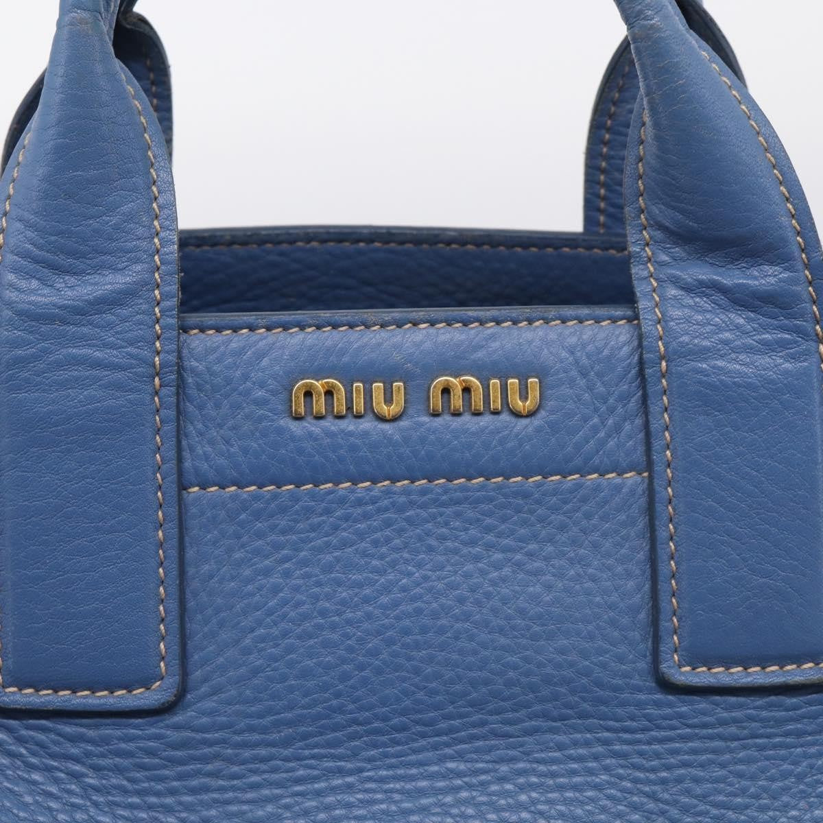 Miu Miu Beau Top Handle Leather, Blue, Leather, Handbag