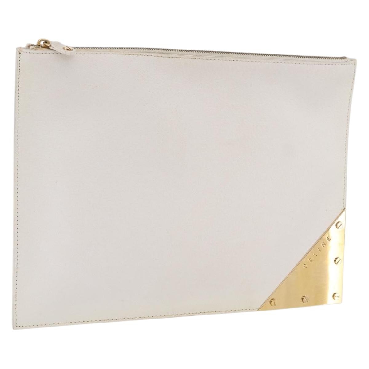Celine Clutch Leather, White, Leather, Clutch