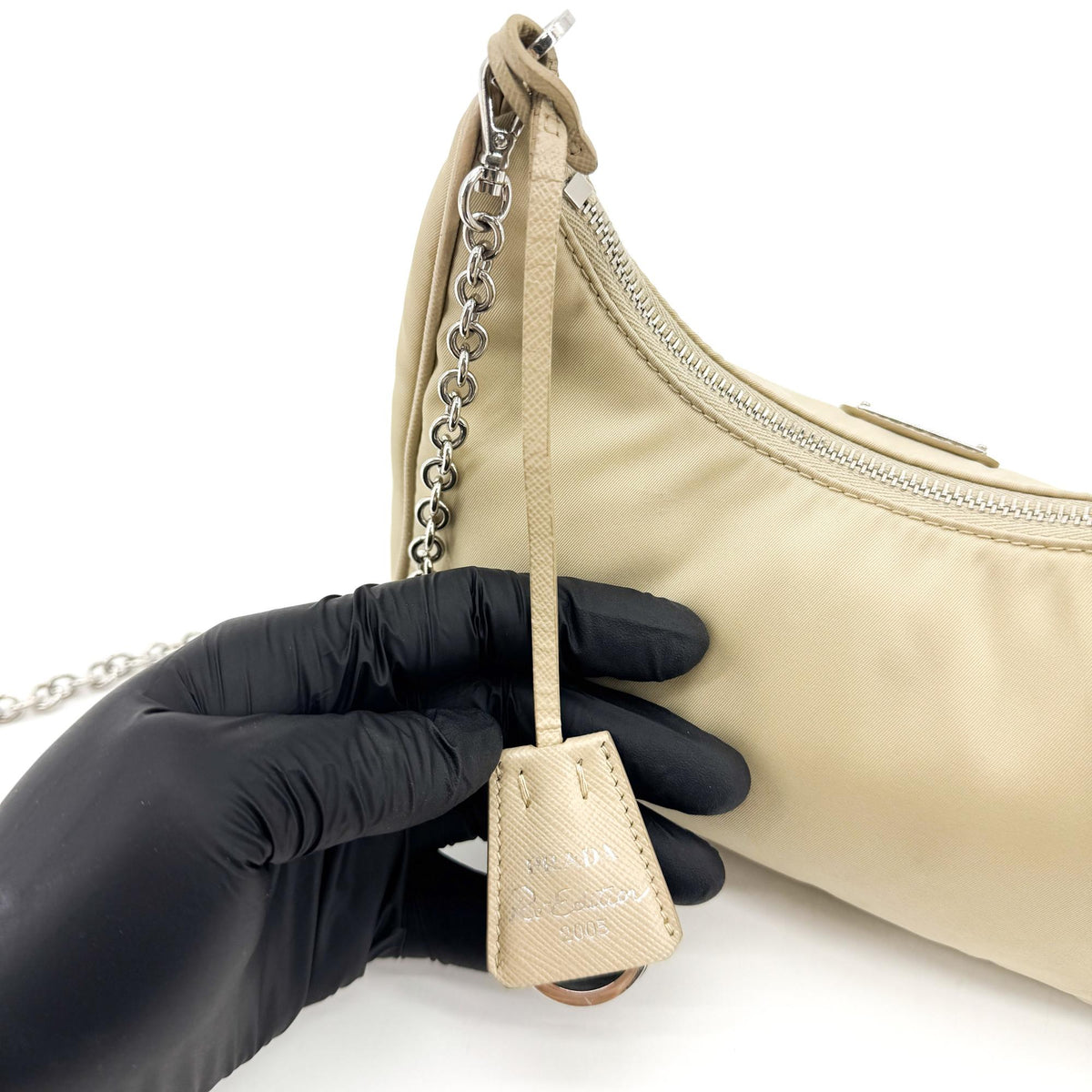 Prada Re-Edition 2005 Tessuto, Beige, Nylon, Shoulder Bag