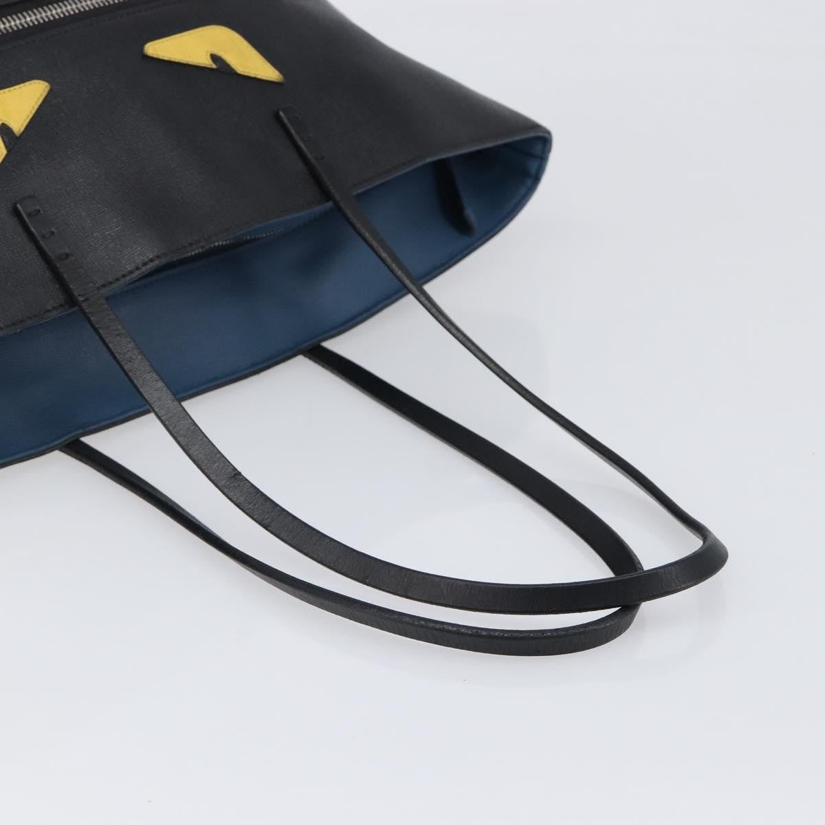 Fendi Monster Roll Leather, Black, Leather, Tote Bag