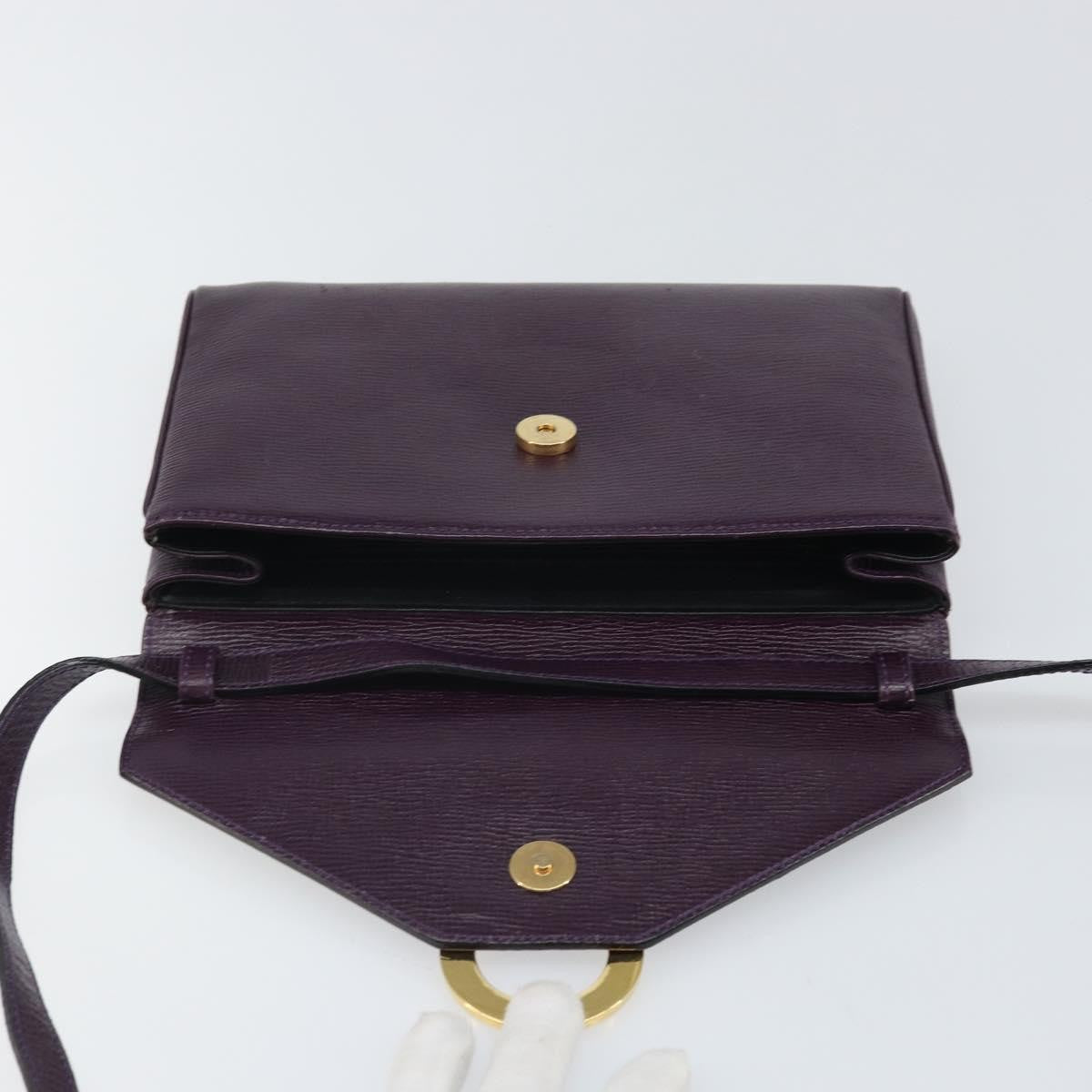 Celine Circle Logo Leather, Purple, Leather, Shoulder Bag