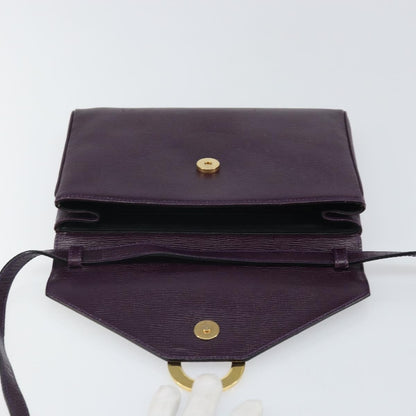 Celine Circle Logo Leather, Purple, Leather, Shoulder Bag