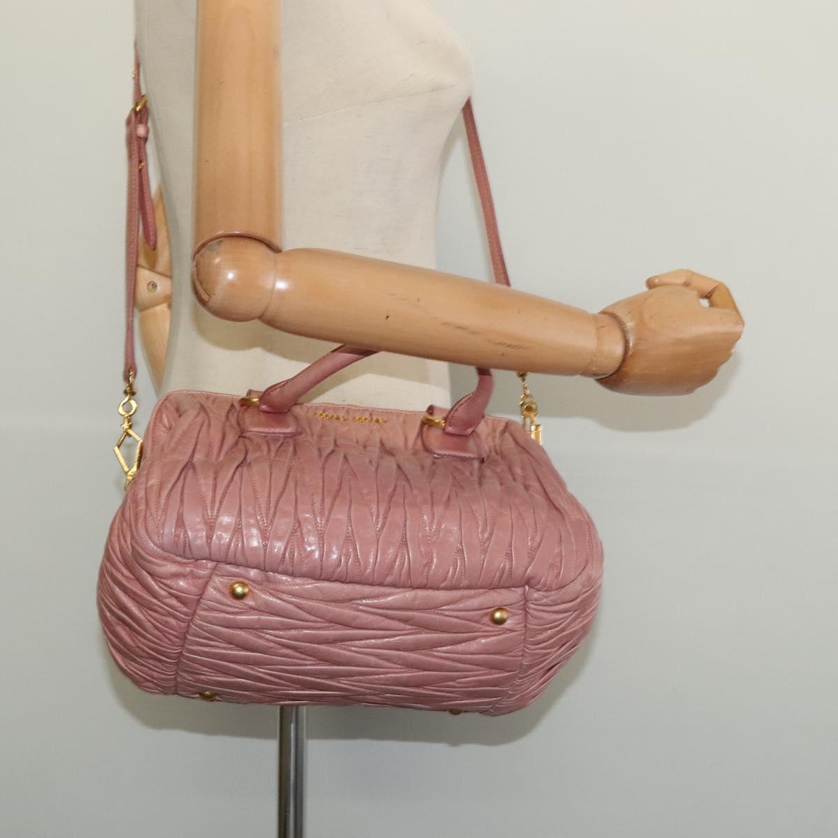 Miu Miu Madras Bowler Bag Matelasse Leather, PINK, LEATHER, Handbag