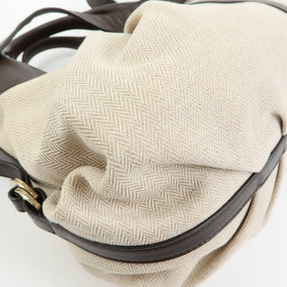 Bvlgari Chandra Hobo Canvas and Leather, Beige, Canvas, Shoulder Bag