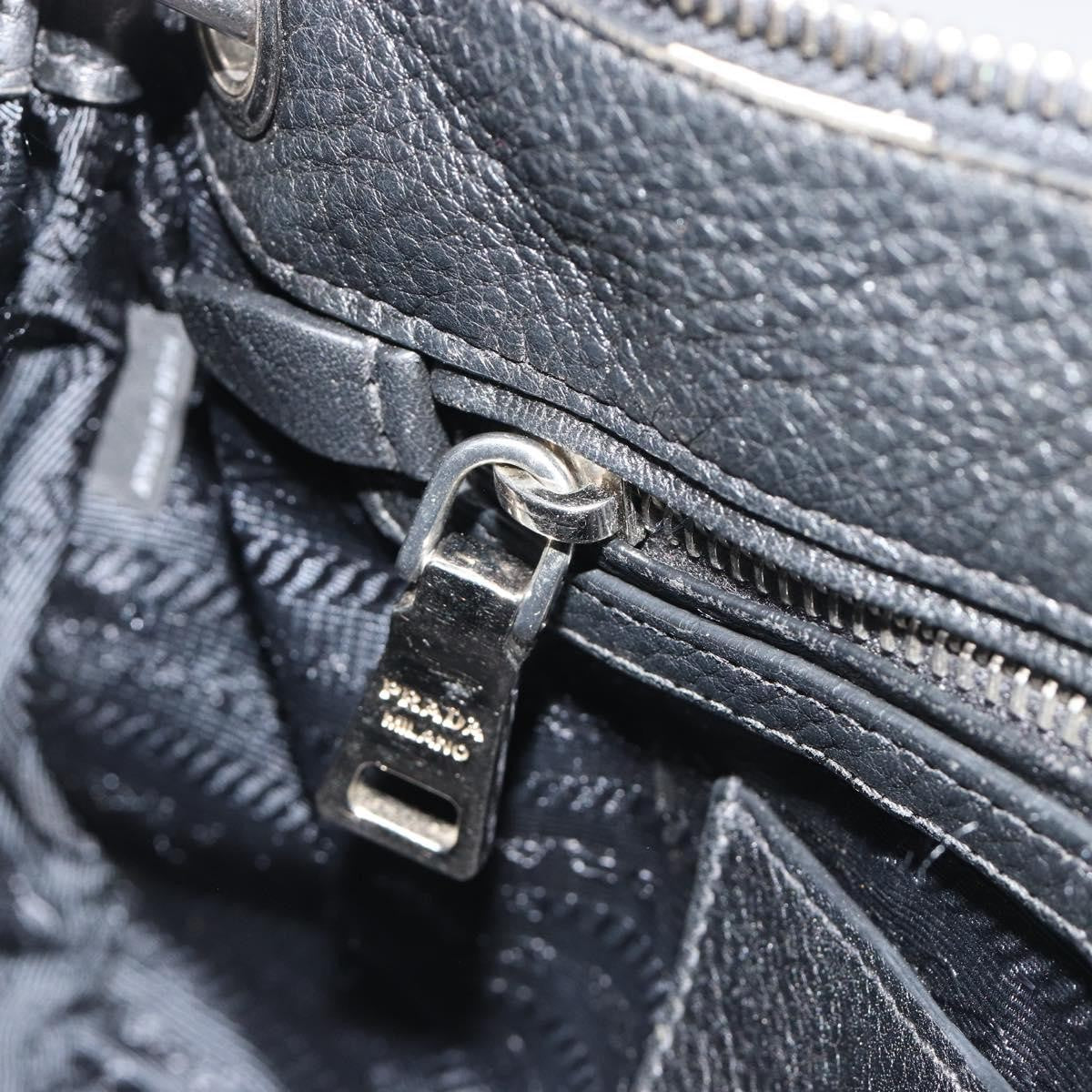 Prada Vitellino Mordo Hobo Leather, Black, Leather, Shoulder Bag