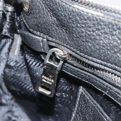 Prada Vitellino Mordo Hobo Leather, Black, Leather, Shoulder Bag