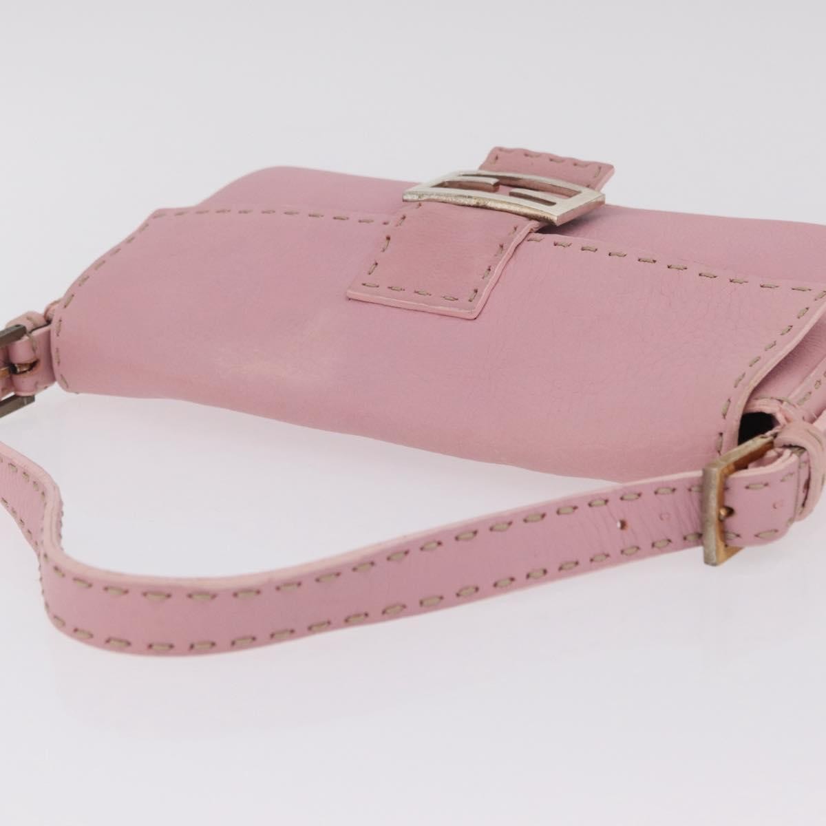 Fendi Selleria Baguette Leather, Pink, Leather, Handbag
