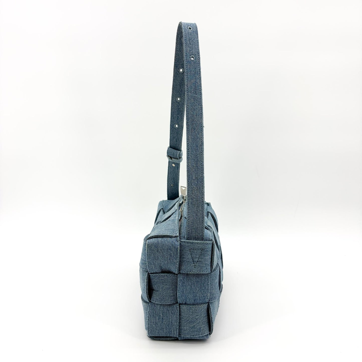 Bottega Veneta Cassette Maxi Intrecciato Denim, Blue, Denim, Crossbody Bag