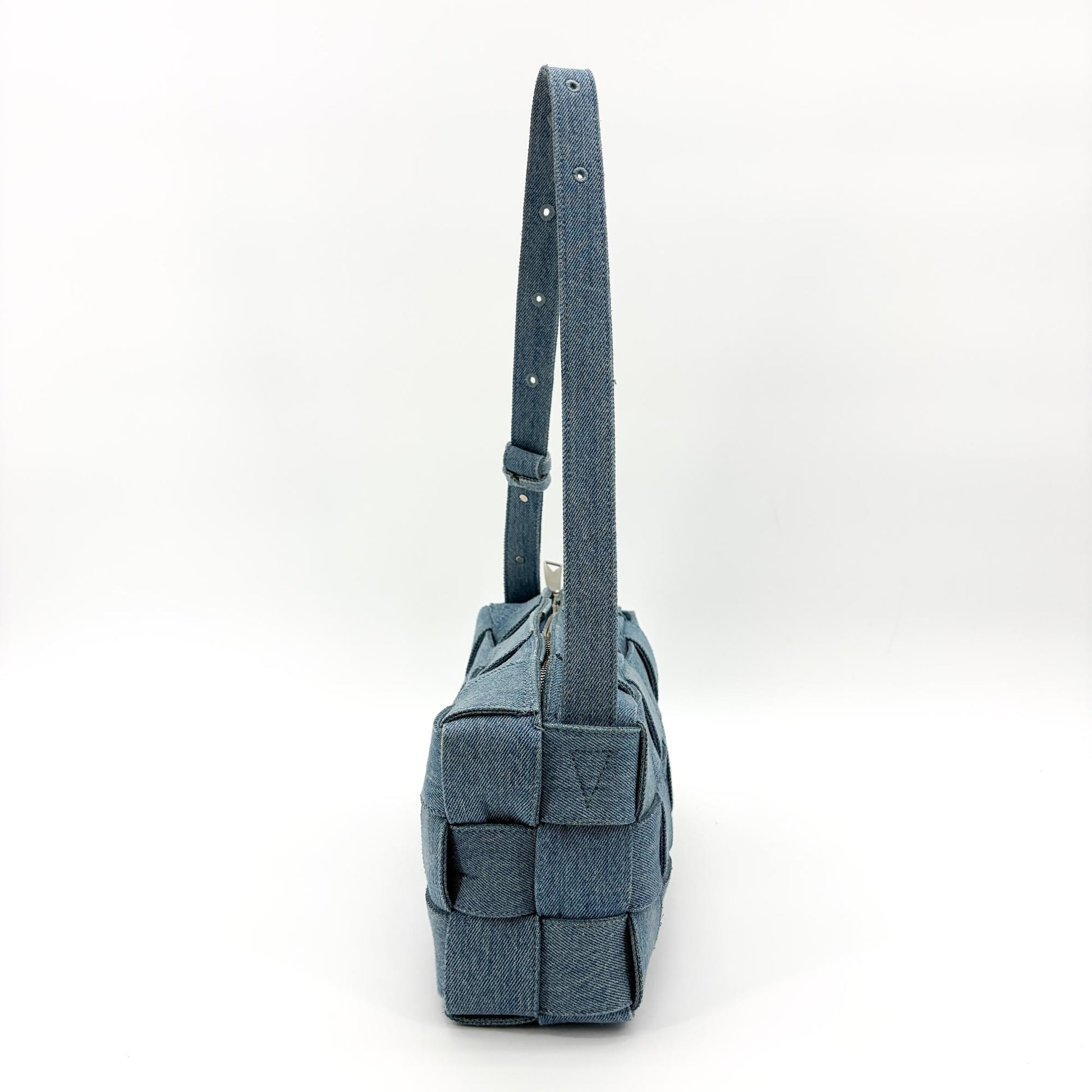 Bottega Veneta Cassette Maxi Intrecciato Denim, Blue, Denim, Crossbody Bag