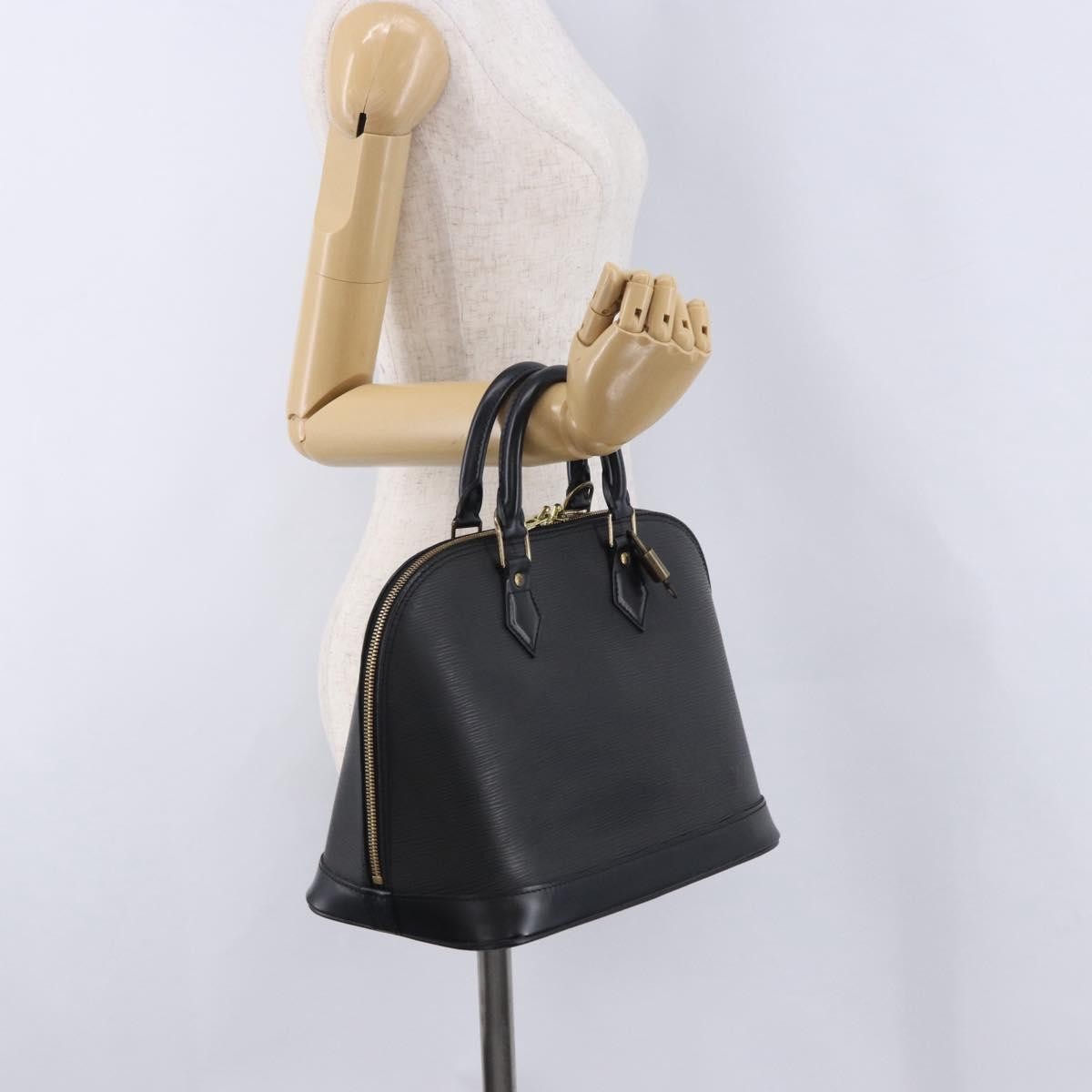 Louis Vuitton Alma Epi Leather, Black, Leather, Handbag