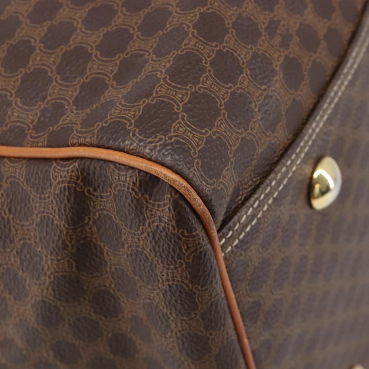 Celine Boston Triomphe Coated Canvas, Brown, Canvas, Handbag