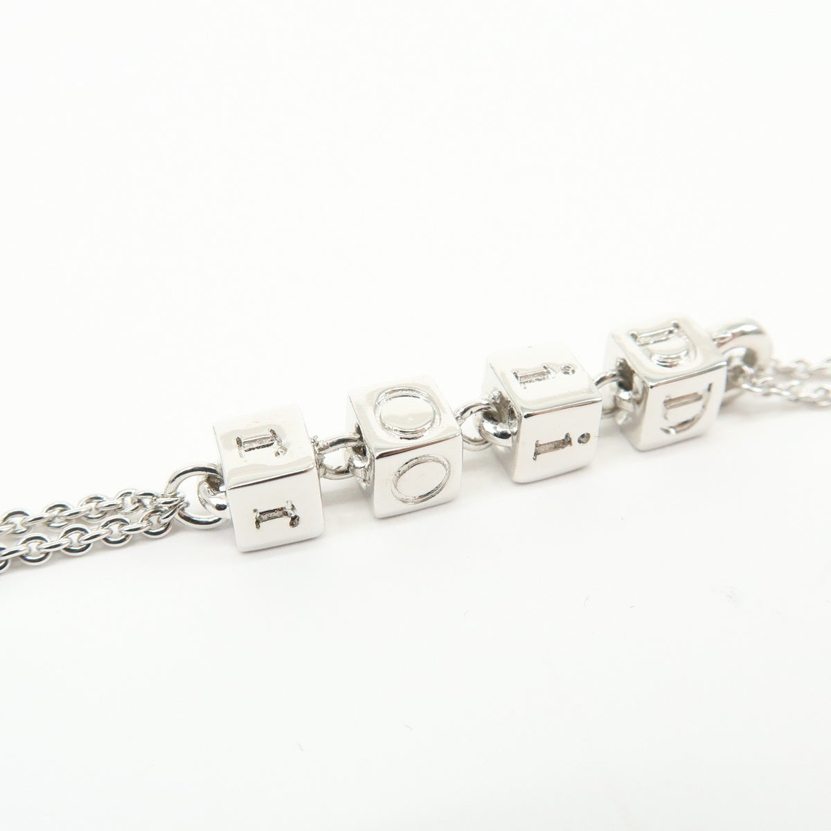 Christian Dior Logo Pendant Metal with Crystal, Silver, Metal, Necklace