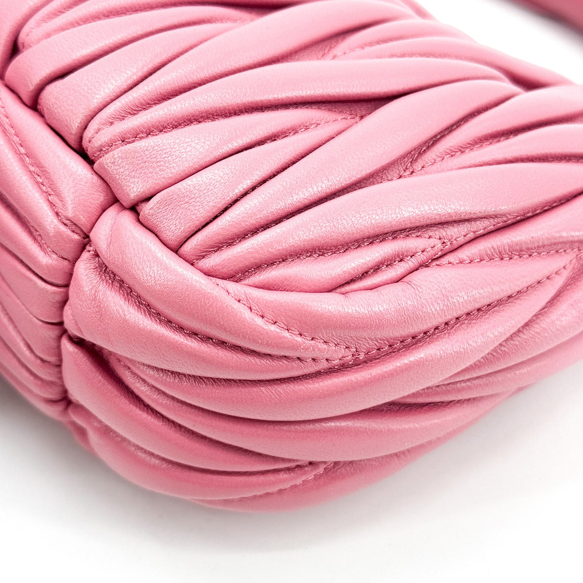 Miu Miu Wander Hobo Matelasse Satin, Pink, Leather, Shoulder Bag