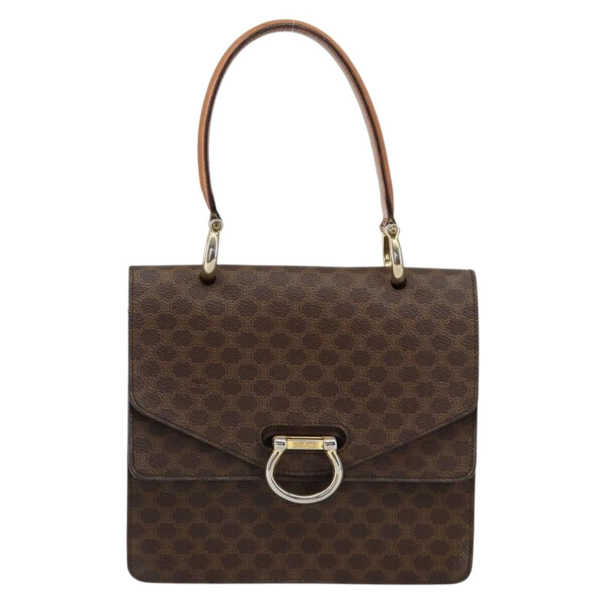 Celine Vintage Top Handle Macadam Canvas, Brown, Canvas, Handbag