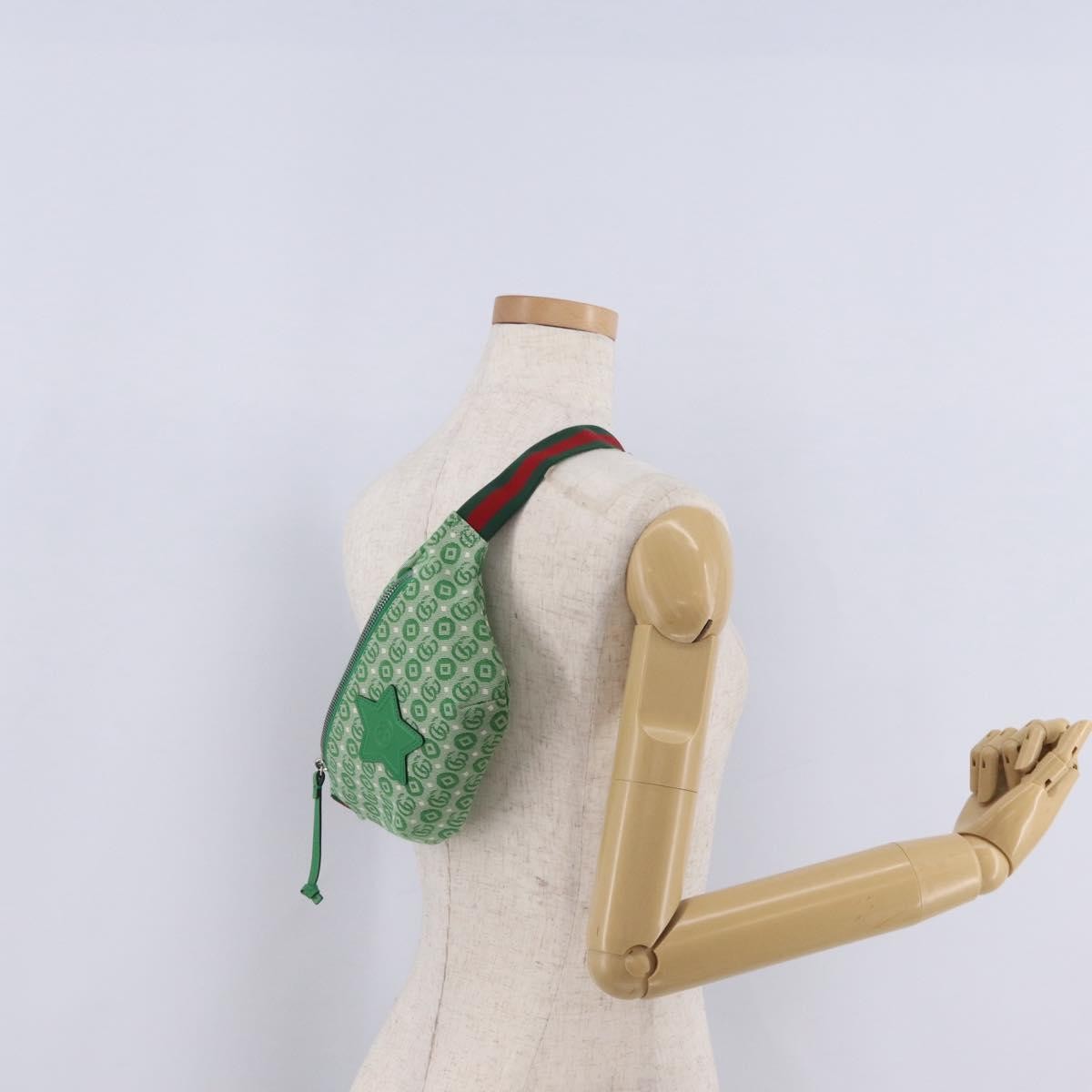 Gucci Children's Belt GG Canvas, Green, Canvas, Handbag