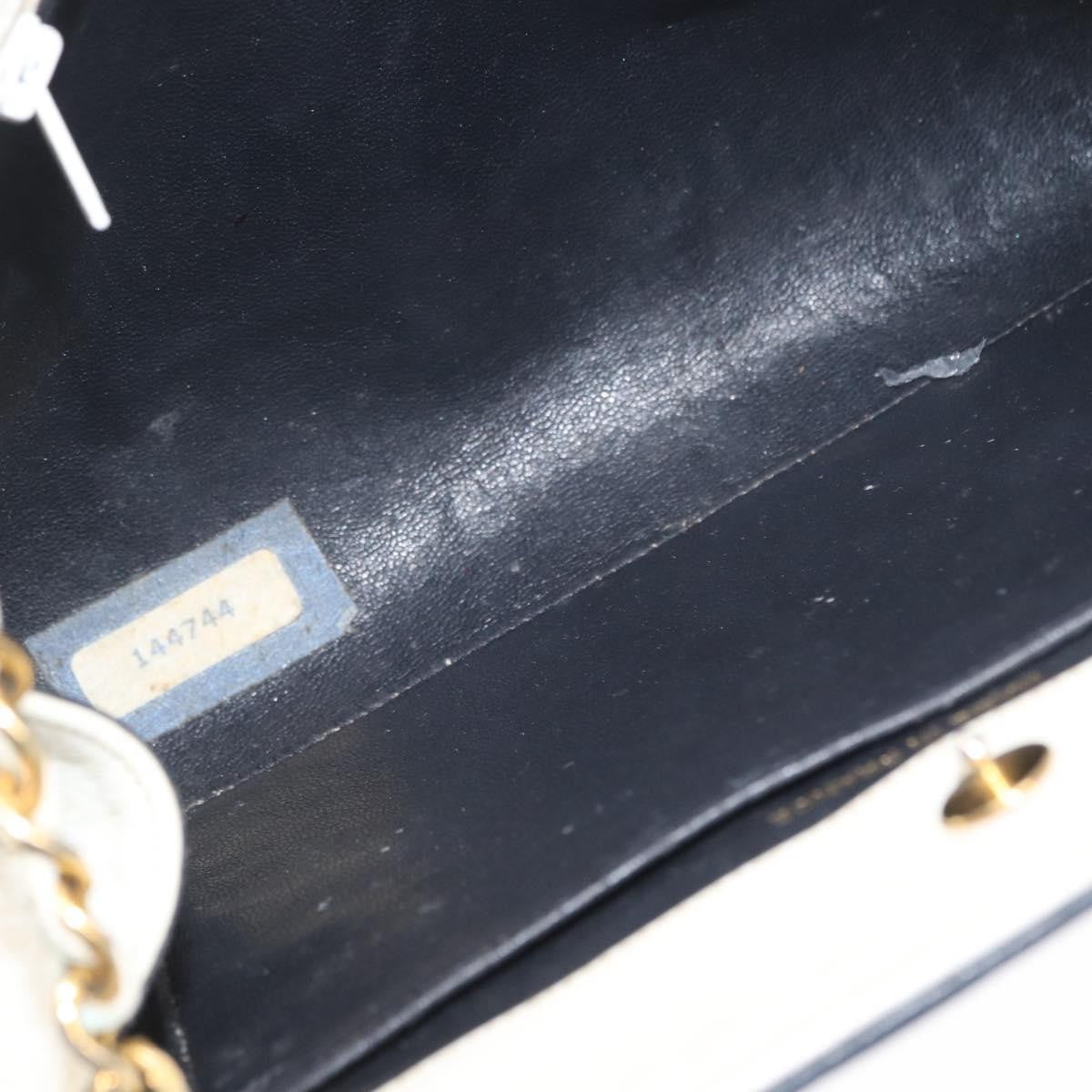 Chanel Chain Leather, White, Leather, Shoulder Bag