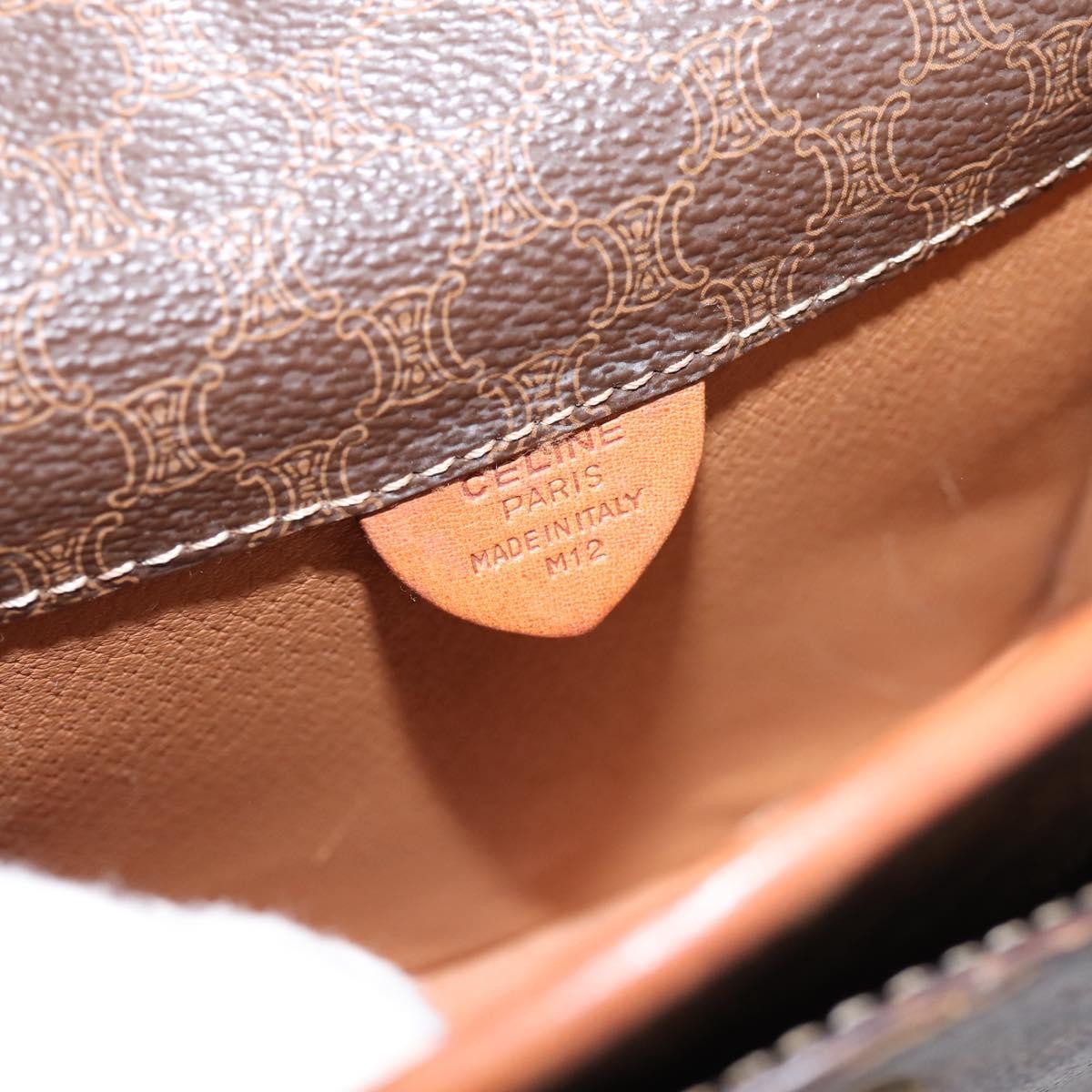 Celine Macadam Shoulder Canvas, Brown, Canvas, Crossbody Bag