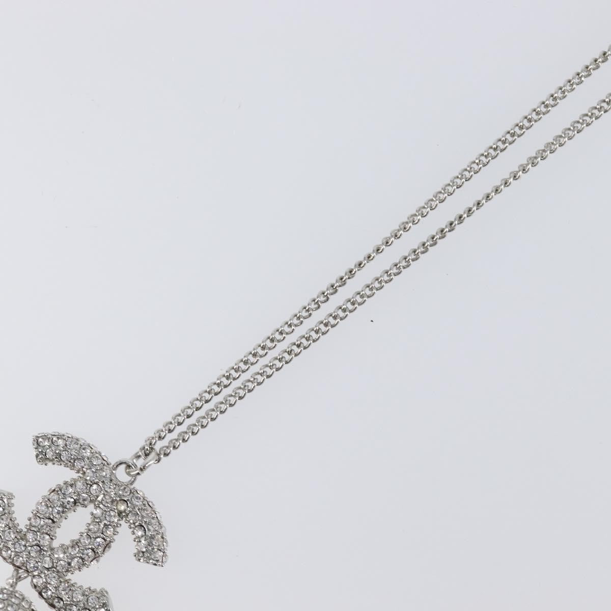 Chanel CC Ball Drop Pendant Metal with Crystals, Silver, Metal, Necklace